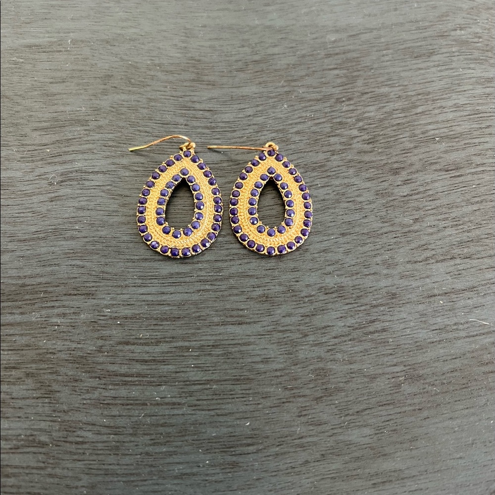 Navy and Gold earrings - Picture 3 of 3